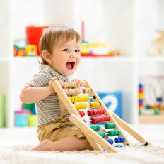child playing with toy